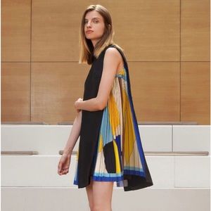 SIDE PRINTED PLEATED SHIFT DRESS